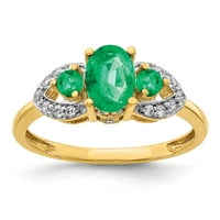 Primal Gold Karat sárga arany ovális smaragd és gyémánt gyűrű