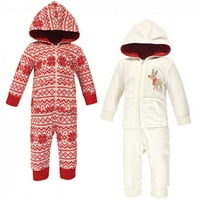 Hudson baba csecsemő gyapjú Jumpsuits, kezeslábas, és Playsuits 2pk, krém rénszarvas, 9 hónapos