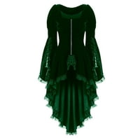 symoid Női kabátok & dzsekik-Vintage hosszú ujjú derék hátsó kötés Csipke varrás kabát felöltő Zöld XXXXXL