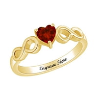 Személyre szabott szív alakú szimulált Ruby Infinity szív ígéret gyűrű 14k sárga arany felett ezüst gyűrű mérete-6.5