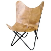 AmeriHome természetes bőr pillangó szék Világosbarna, készlet