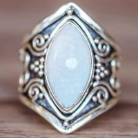 Vintage ezüst gyűrű ezüst természetes Holdkő-Női ékszerek Elegáns drágakő jegygyűrű mérete 6-10, Többszínű
