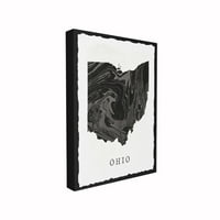 A Stupell Home Decor kollekció fekete-szürke márványos papír Ohio State Silhouette XXL feszített vászon fal művészet,