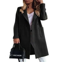 Paille Női borsó kabátok hajtóka nyakú kabát Egyszínű Hosszú viharkabát alkalmi nyaralás felöltő Fekete 3XL
