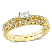 Miabella női karátos T.W. Hercegnő-vágott és kerek vágott gyémánt 10 kt sárga arany 2-pc menyasszonyi készlet