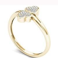 1 10 ct tdw gyémánt 10k sárga arany két szívcsomagoló gyűrű