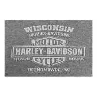 Harley-Davidson férfi Eagle tonális Rövid ujjú Legénység-nyakú póló, szürke mosás, Harley Davidson