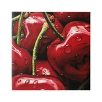 Stupell Juicy Red Cheries Color Up Fough Fough Festés Festés Galéria csomagolva Vászon nyomtatott fal művészet