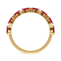 Modern 1. CT Ruby és Moissanite gyűrű, Ruby és Moissanite fél örökkévalóság gyűrű, ajándék neki, 14k sárga arany, US