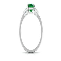 Lab nőtt smaragd gyűrű Moissanite a nők, Ezüst, US 10.50