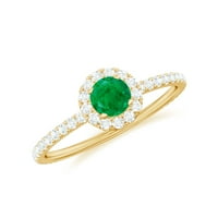 CT smaragd eljegyzési gyűrű Moissanite akcentussal, smaragd gyűrű arany, minimális smaragd eljegyzési gyűrű, május
