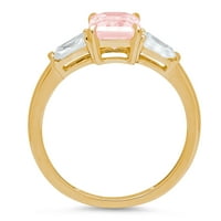 2.0 ct smaragd vágott rózsaszín szimulált gyémánt 18K sárga arany évforduló eljegyzési kő gyűrű mérete 11