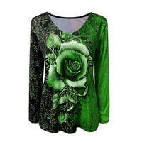 Miayilima Zöld XXXXL pólók Női Topsv nyak napi divat ing felsők